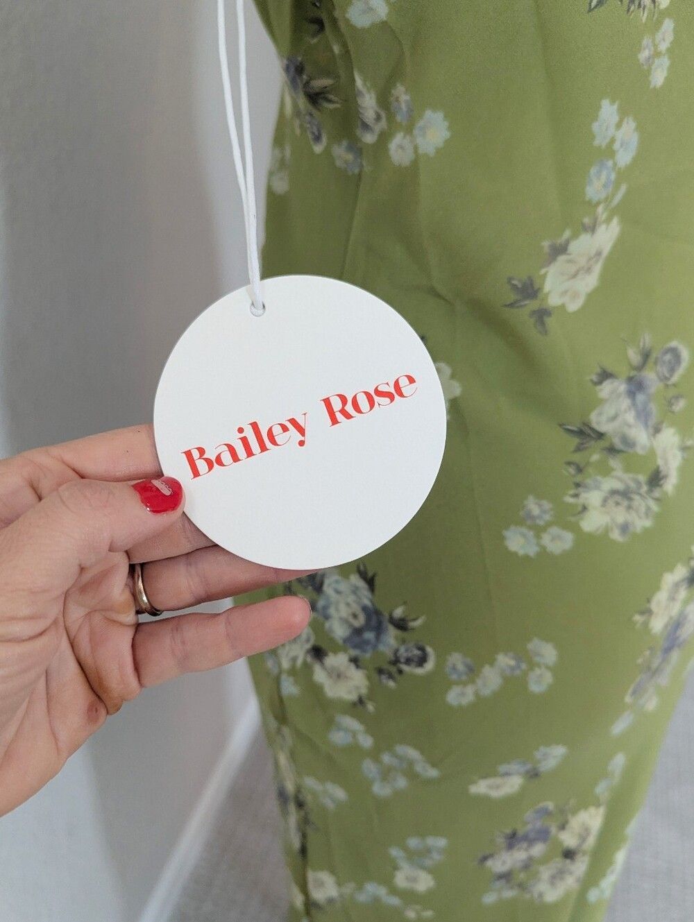 NWT Bailey Rose Green Chiffon Floral Dress - Picture 3 of 4